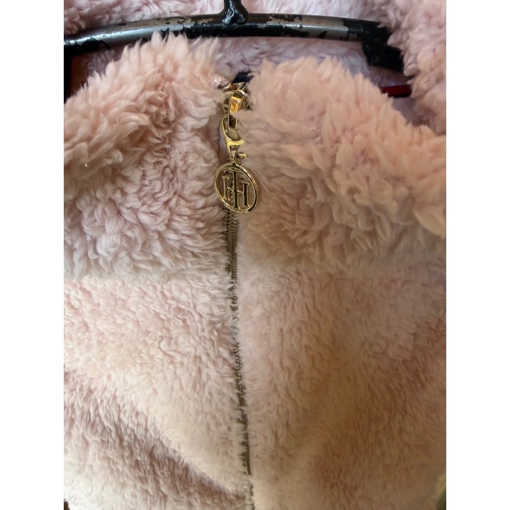 Tommy Hilfiger Pink Sherpa Fleece Vest Full Zip Faux Fur Teddy Small S/P